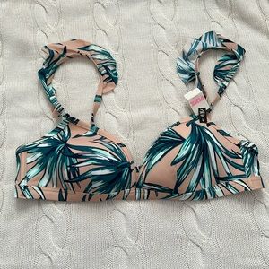 Victoria’s Secret Pink Nude Pink Palm Print Bikini Adjustable Top Size L
